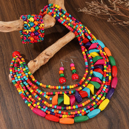 African Multi-Layer Bead Jewelry Set