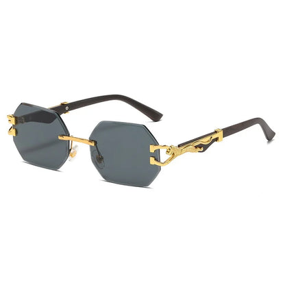Retro Hexagon Rimless Sunglasses