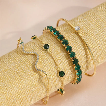 Green Gemstone Bangle Set