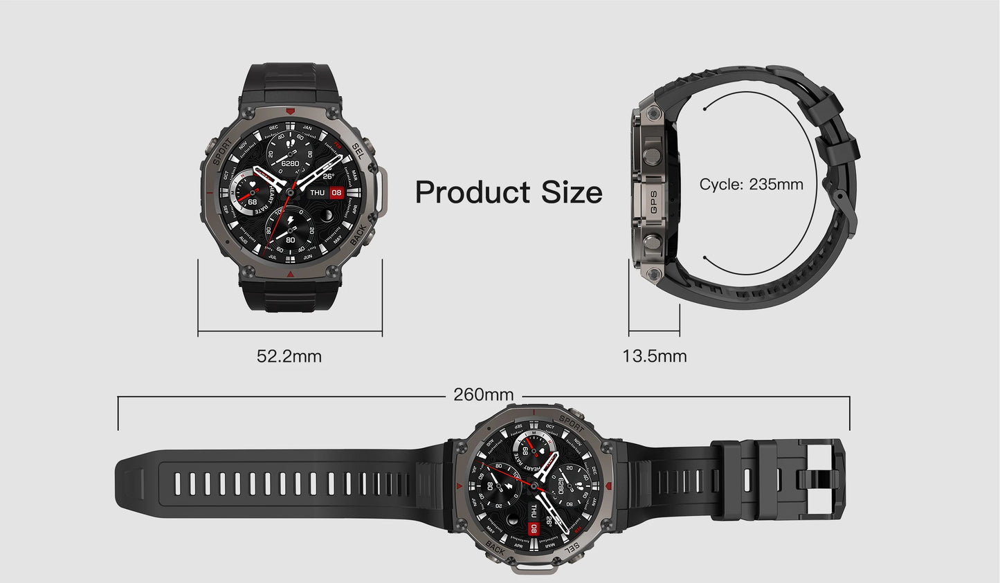 T-Rex 3 Military GPS Smartwatch – Rugged & Waterproof