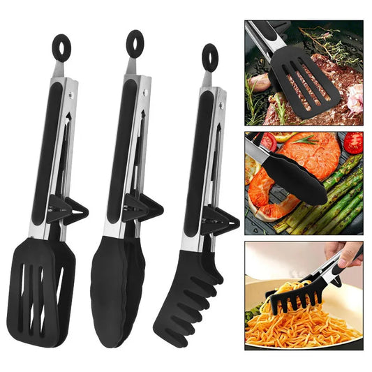 Silicone Kitchen Tongs Set