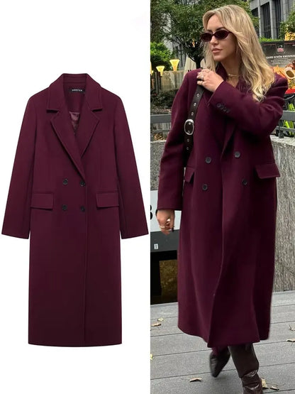 Burgundy Double Breasted Coat