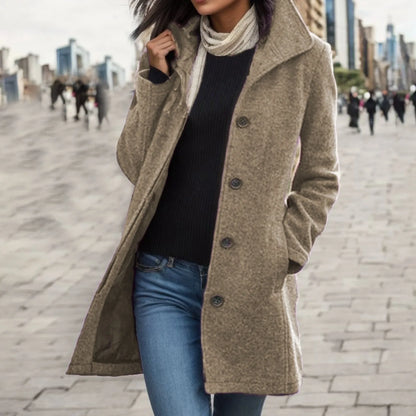 Women's Elegant Woolen Overcoat