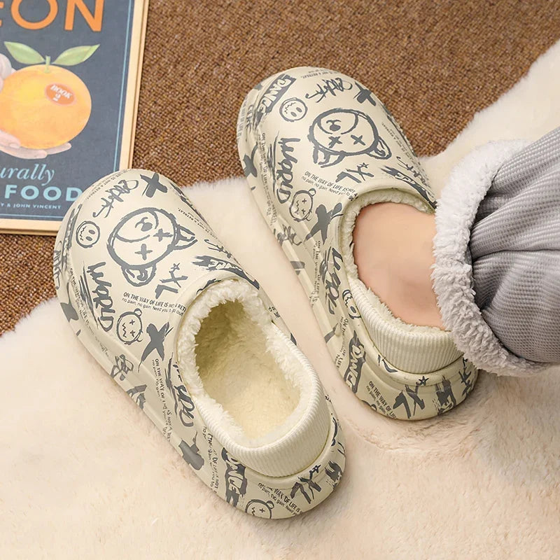 Men’s Warm Waterproof Non-Slip Cotton Slippers