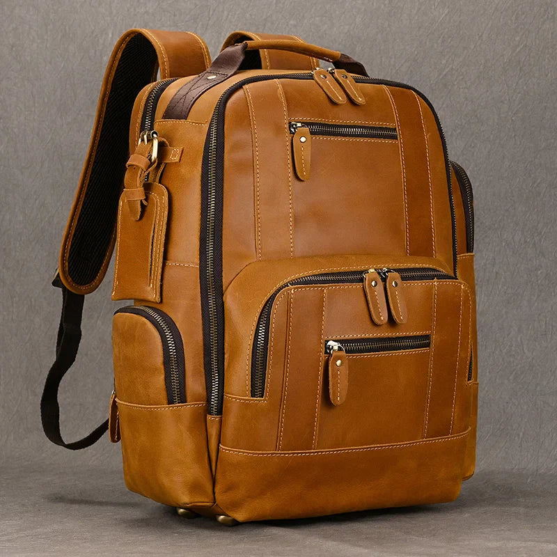 Men’s Retro Leather Travel Backpack