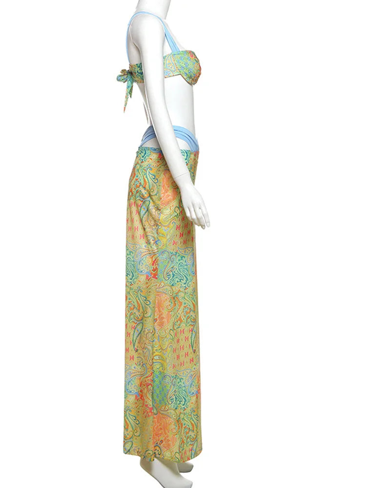 Beachwear Crop Skirt Set