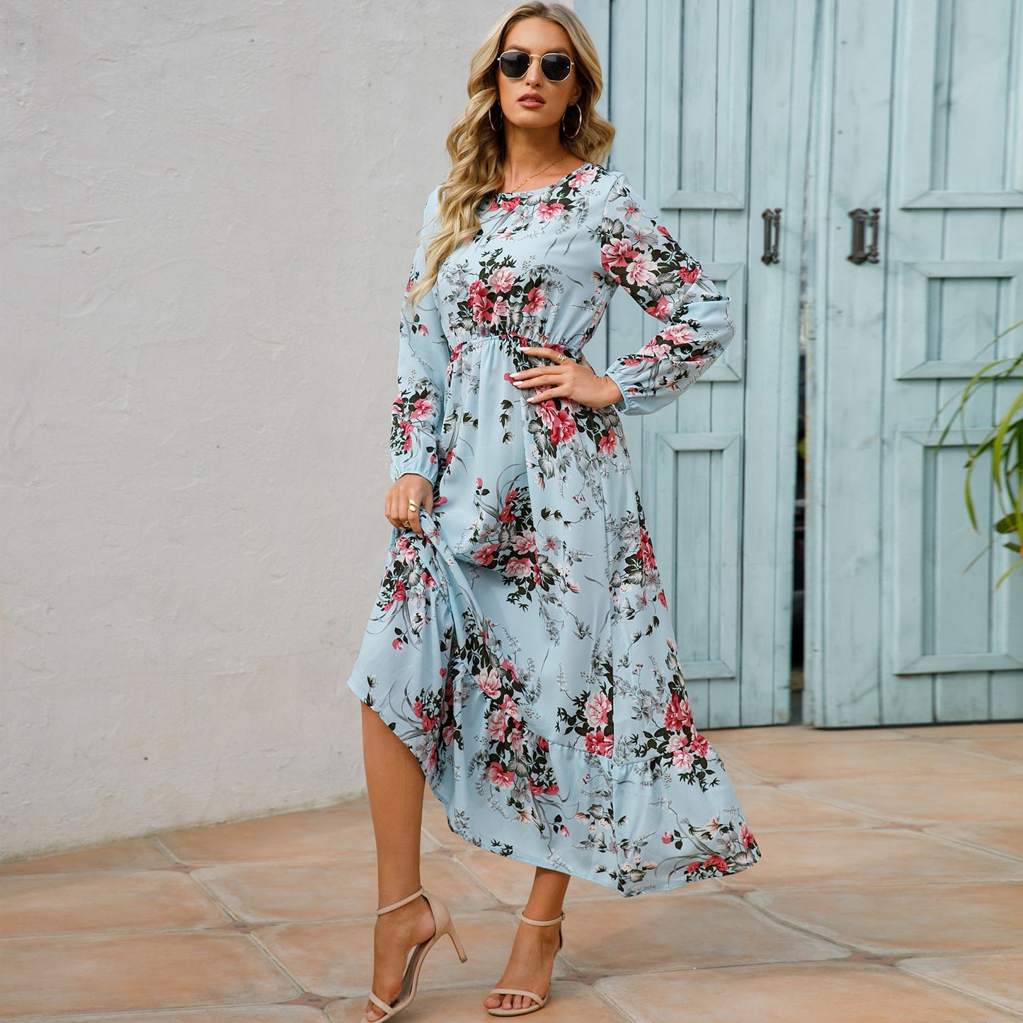 Floral Bohemian Chiffon Maxi Dress