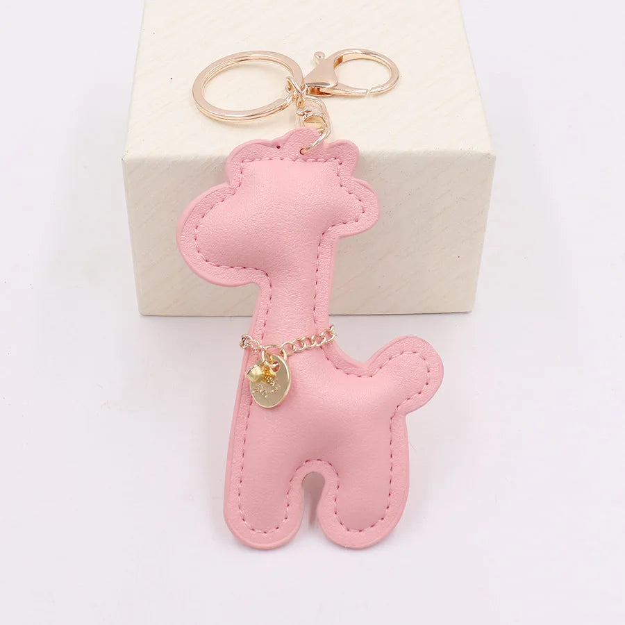 Fashion Leather Giraffe Keychain
