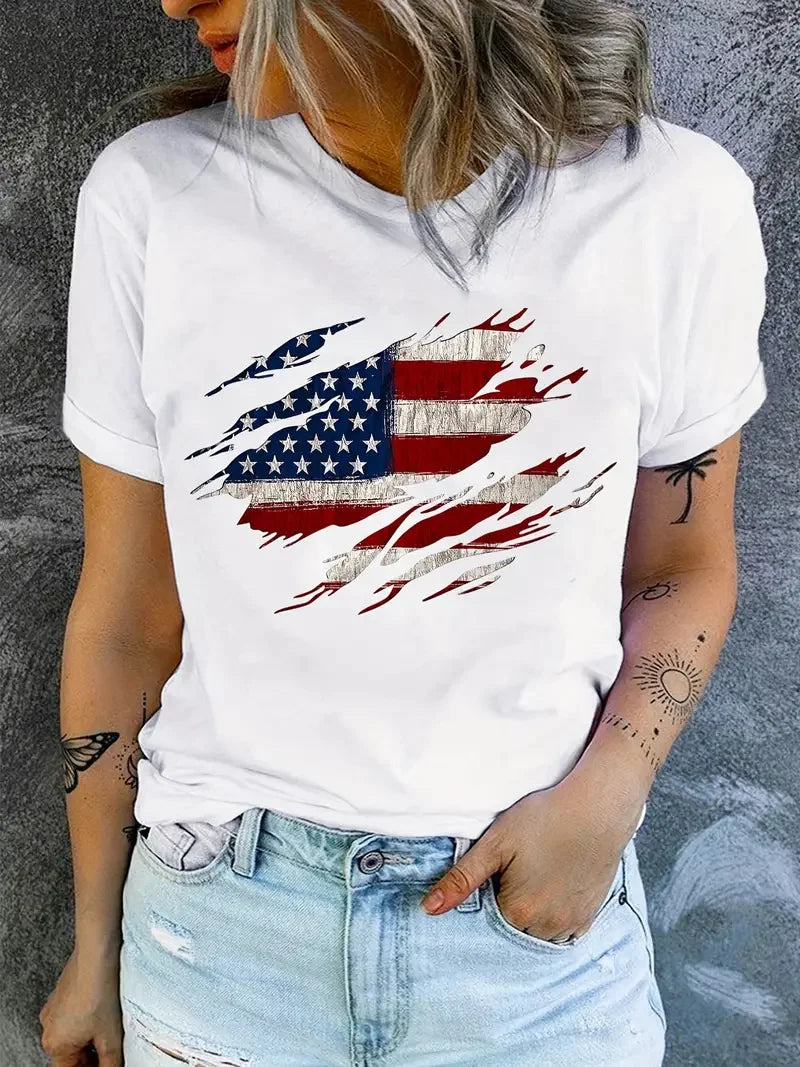 American Flag Print T-Shirt