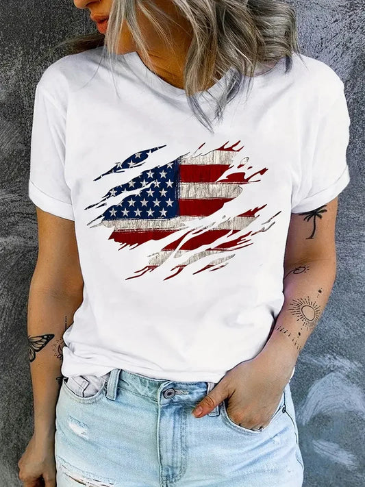 American Flag Print T-Shirt