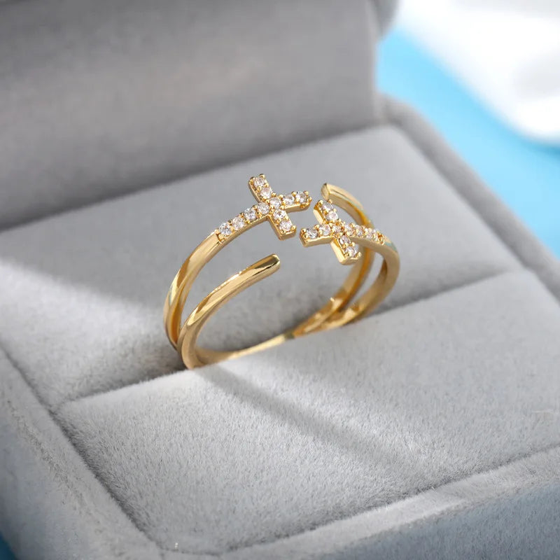 Gold Plated Crystal Ring