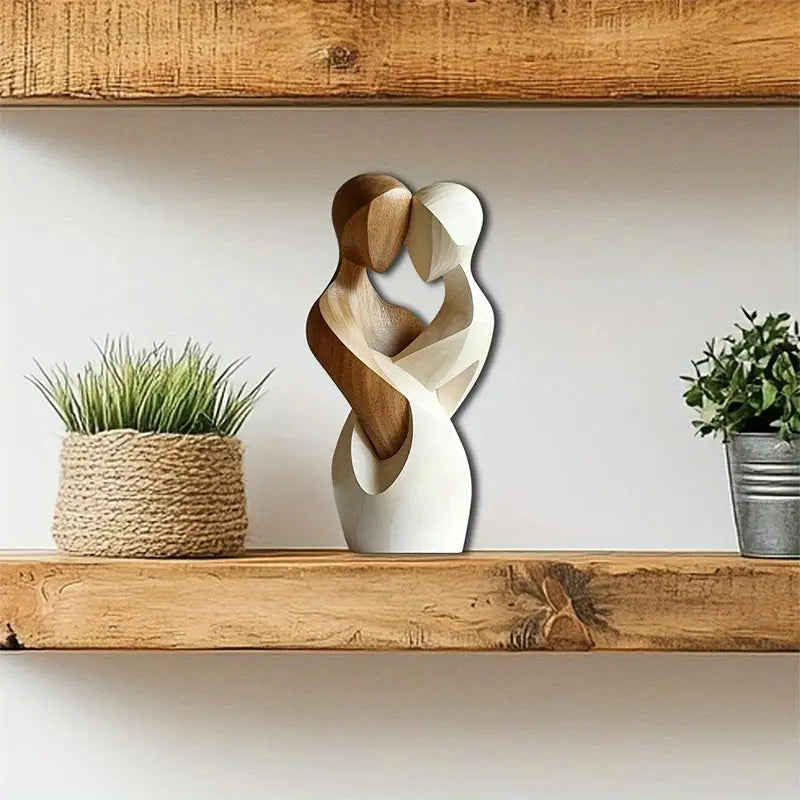 Modern Wooden Couple Statue