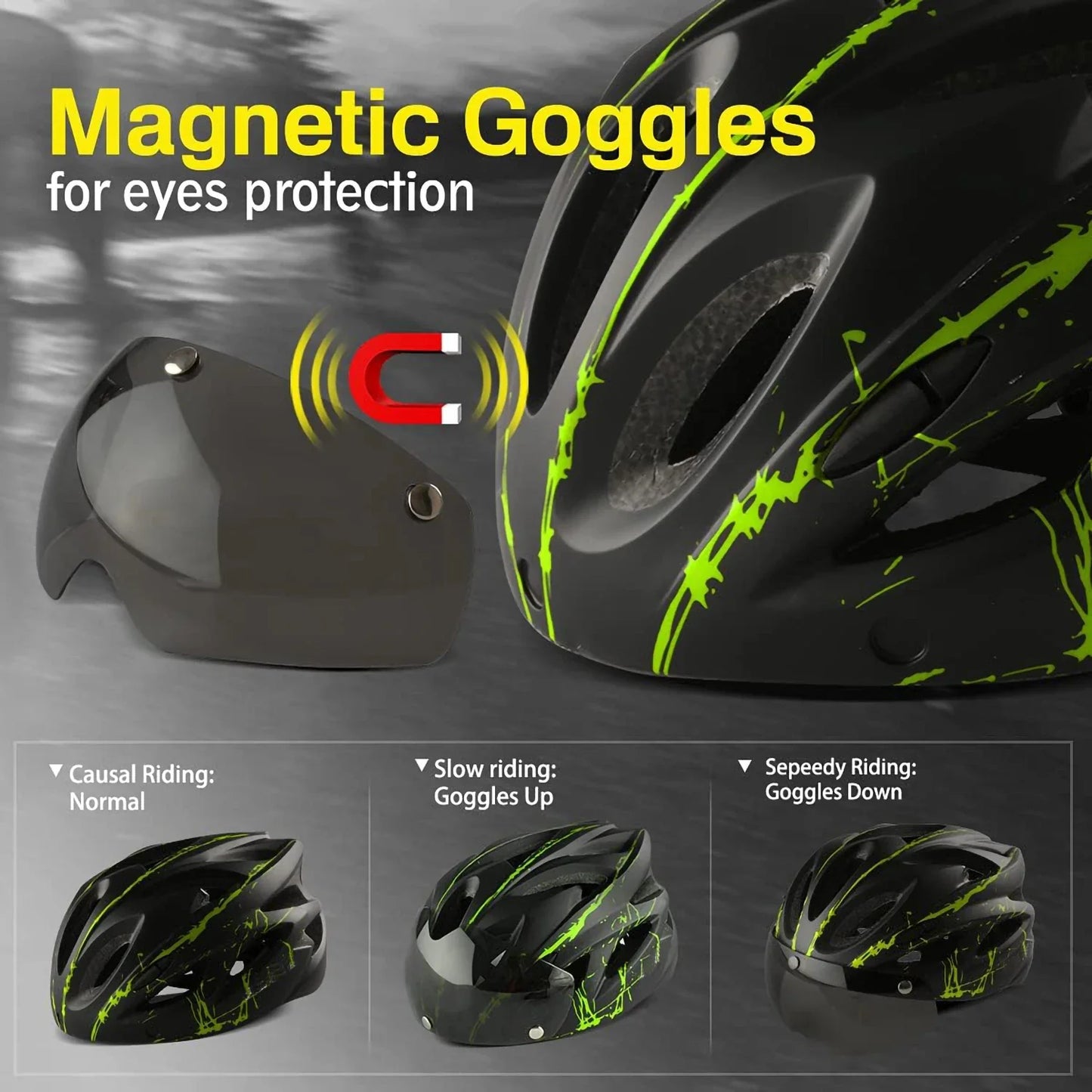 Lightweight Cycling Helmet with Goggles and Visor