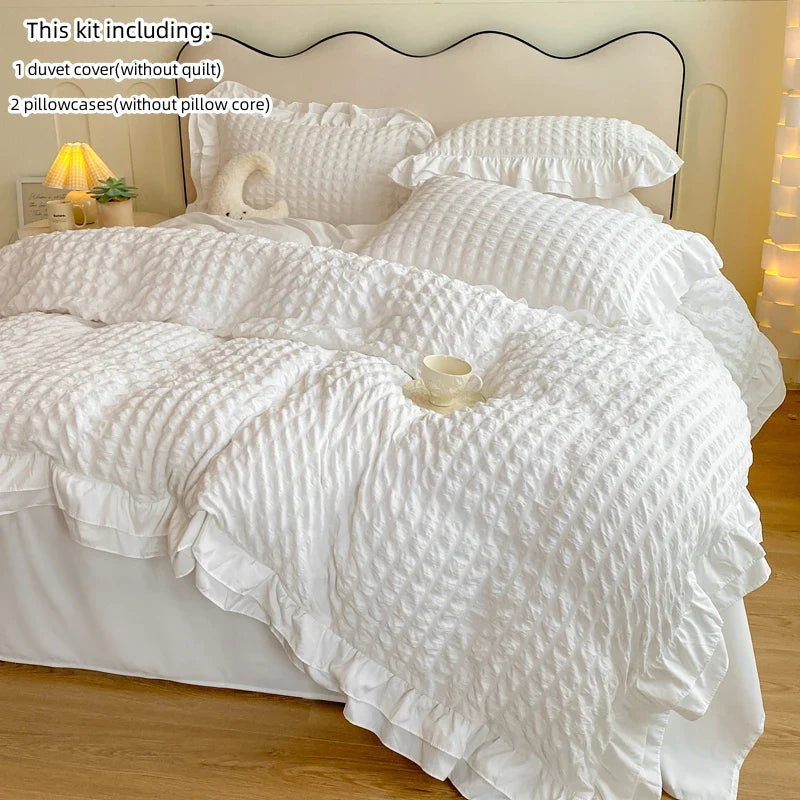 Korean Lace Seersucker Bedding Set