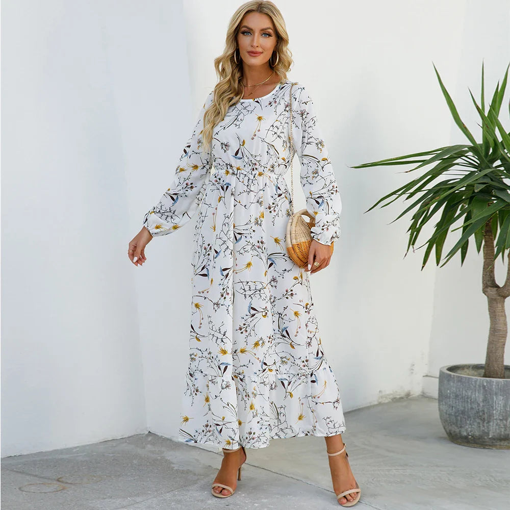Floral Bohemian Chiffon Maxi Dress