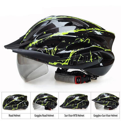 Lightweight Cycling Helmet with Goggles and Visor