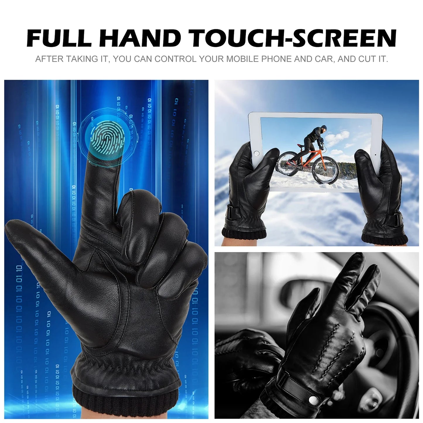 Sheepskin Leather Winter Gloves