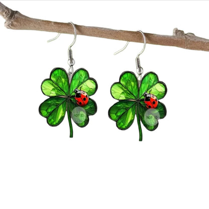 Ladybug Clover Party Earrings
