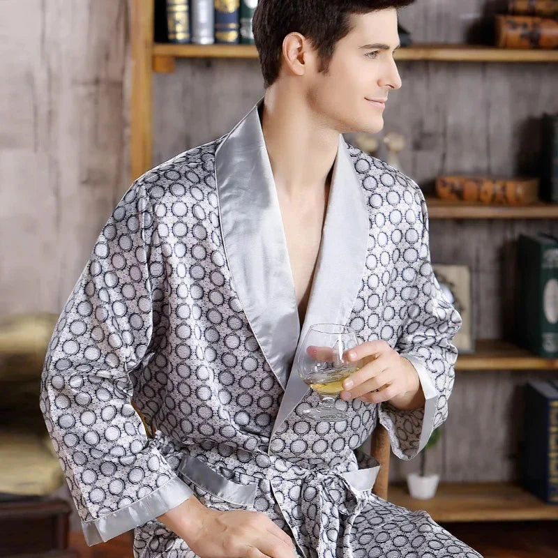 Geometric Print Men Bathrobe