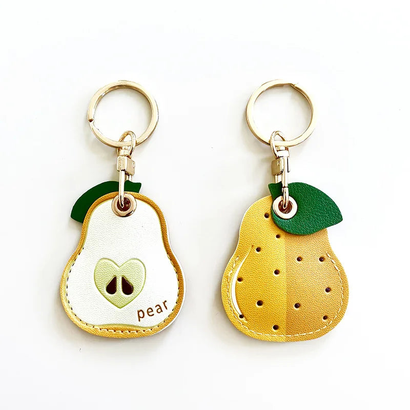 Fruit Shape Leather AirTag Keychain