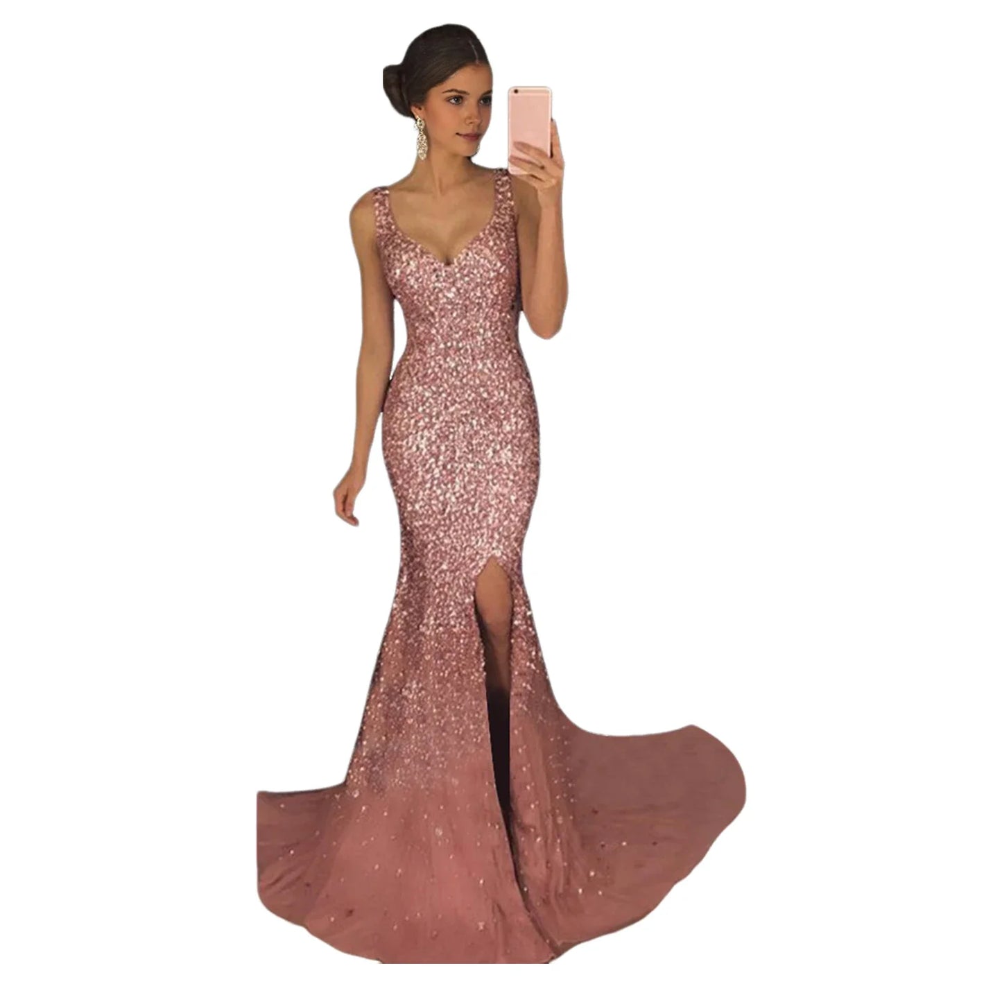 Sequin Mesh Evening Party Dress
