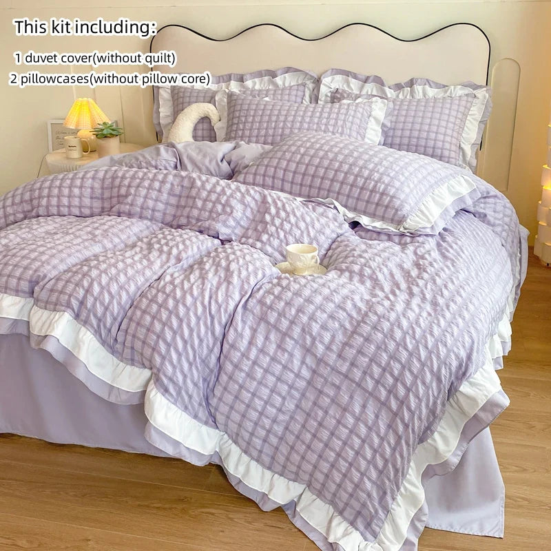 Korean Lace Seersucker Bedding Set