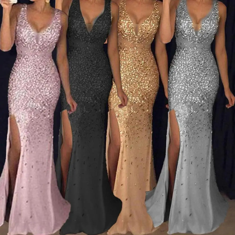 Sequin Mesh Evening Party Dress