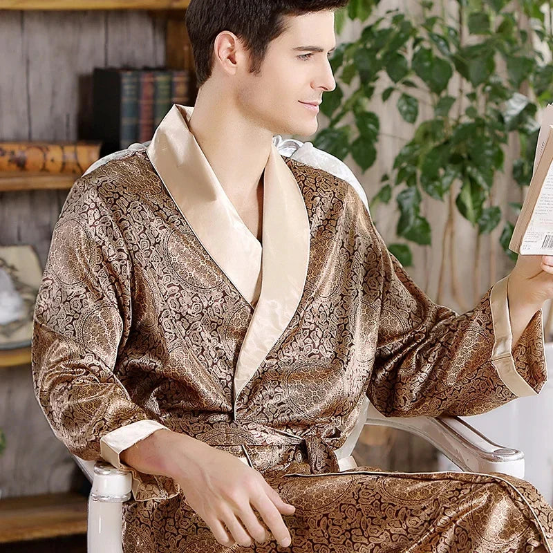 Geometric Print Men Bathrobe