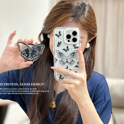 Cute Butterfly GripTok Phone Case with Mirror Stand