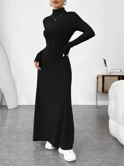Turtleneck Knit Maxi Dress