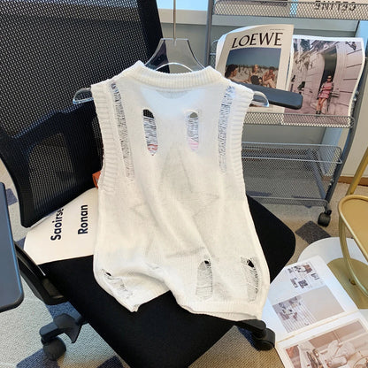 Sleeveless Hollow Knit Tank