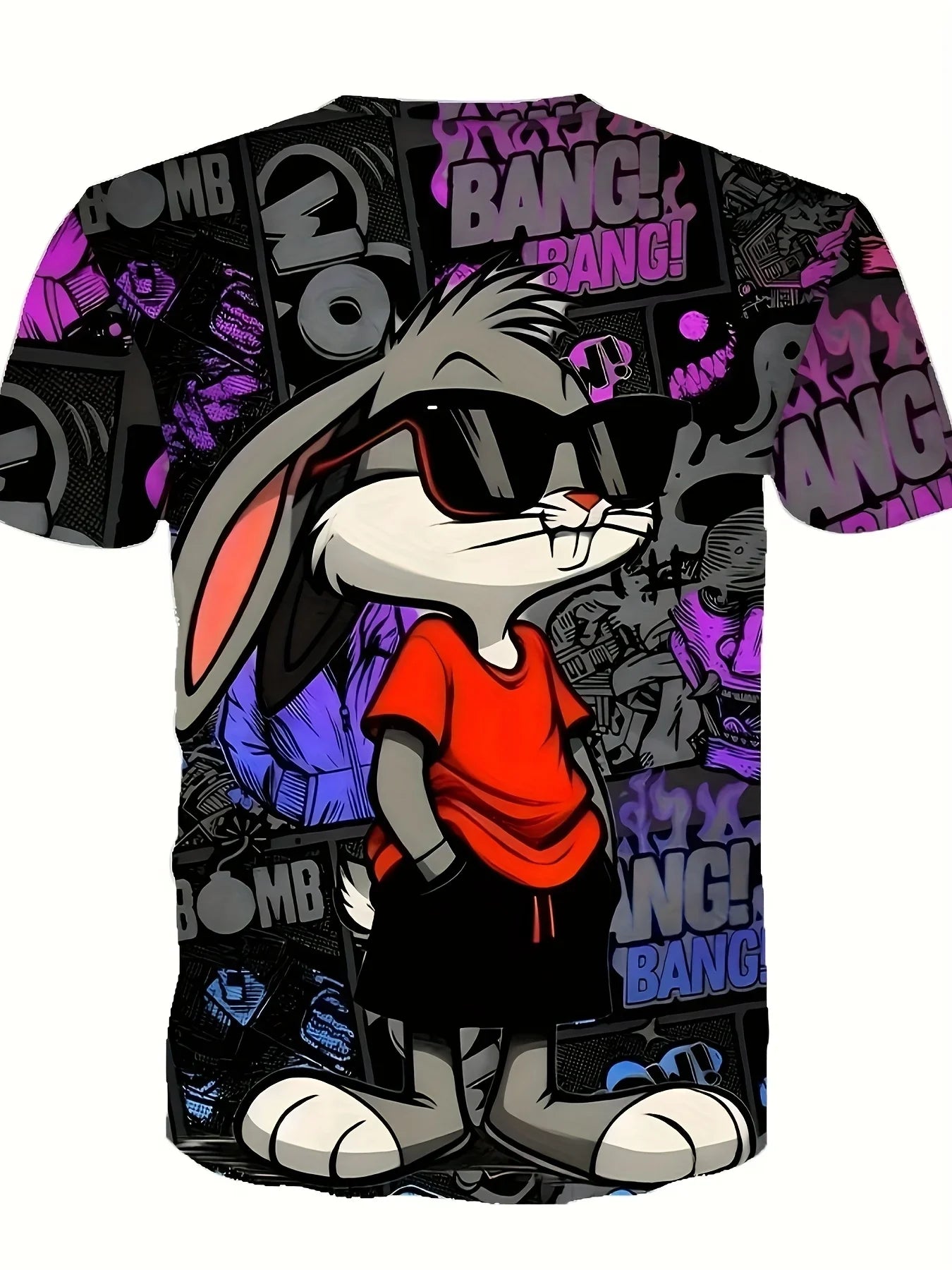 Men’s 3D Rabbit Print T-Shirt – Casual Summer Knit Top