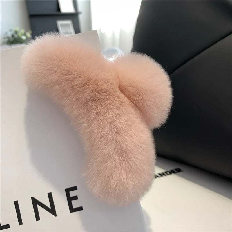 Elegant Winter Fuzzy Hair Claw