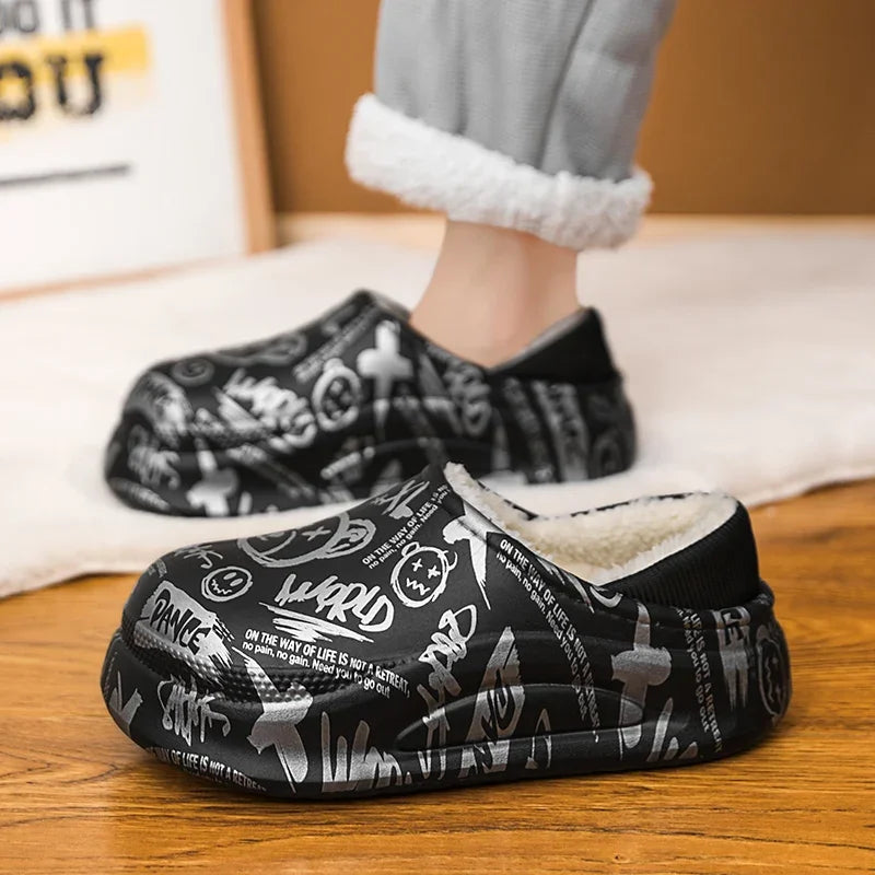 Men’s Warm Waterproof Non-Slip Cotton Slippers