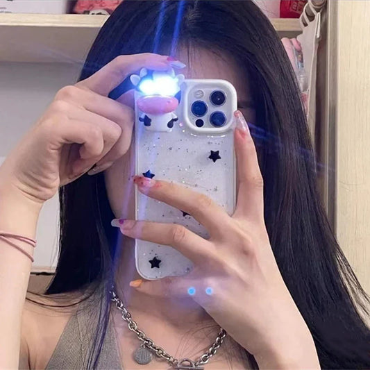 3D Glitter Cow iPhone Case