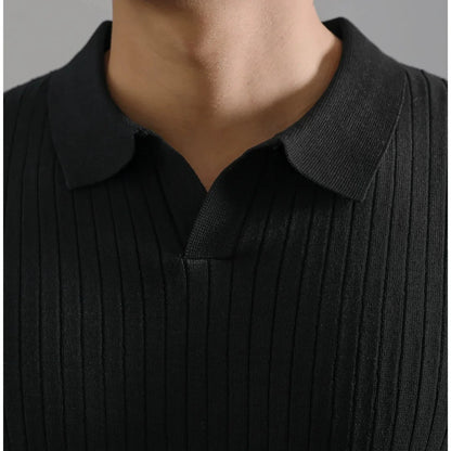 Breathable Striped Polo Shirt