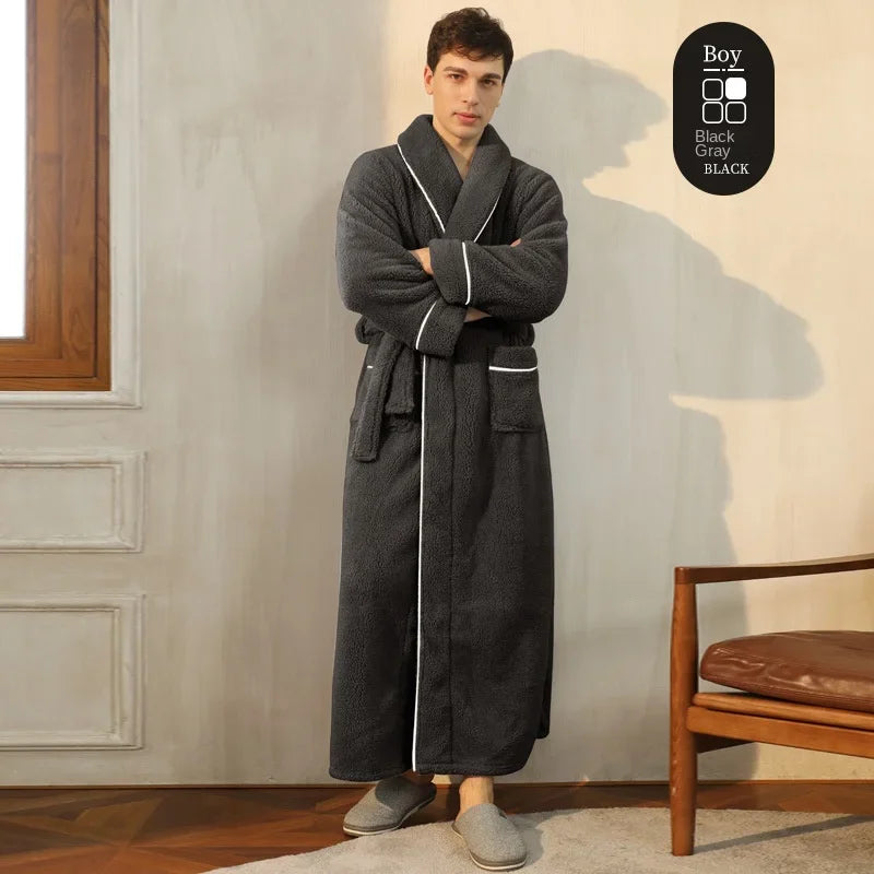 Autumn Winter Thick Cotton Flannel Bathrobe