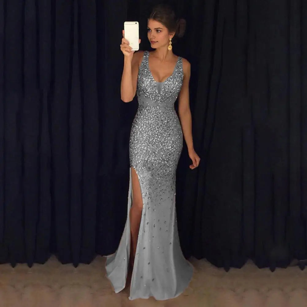 Sequin Mesh Evening Party Dress