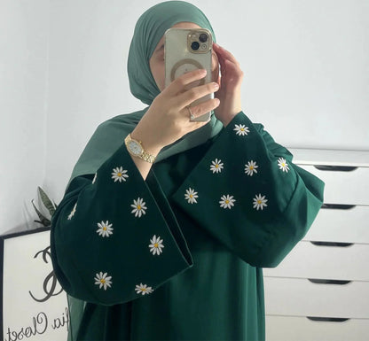 Daisy Embroidery Maxi Abaya