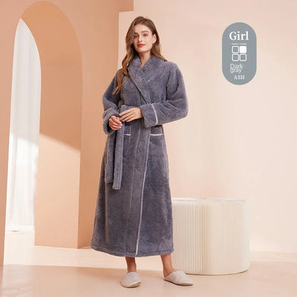 Autumn Winter Thick Cotton Flannel Bathrobe