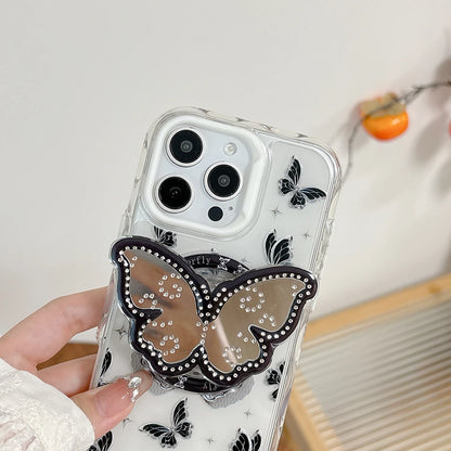 Cute Butterfly GripTok Phone Case with Mirror Stand