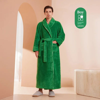 Autumn Winter Thick Cotton Flannel Bathrobe