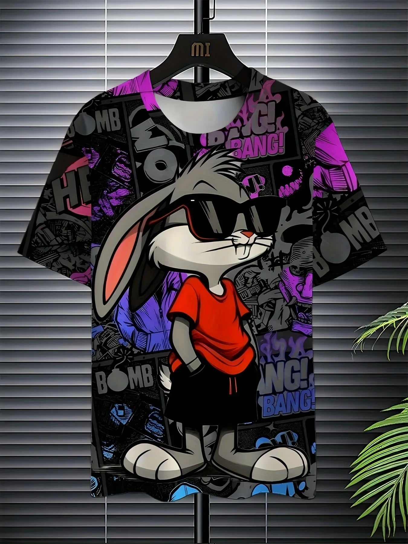Men’s 3D Rabbit Print T-Shirt – Casual Summer Knit Top