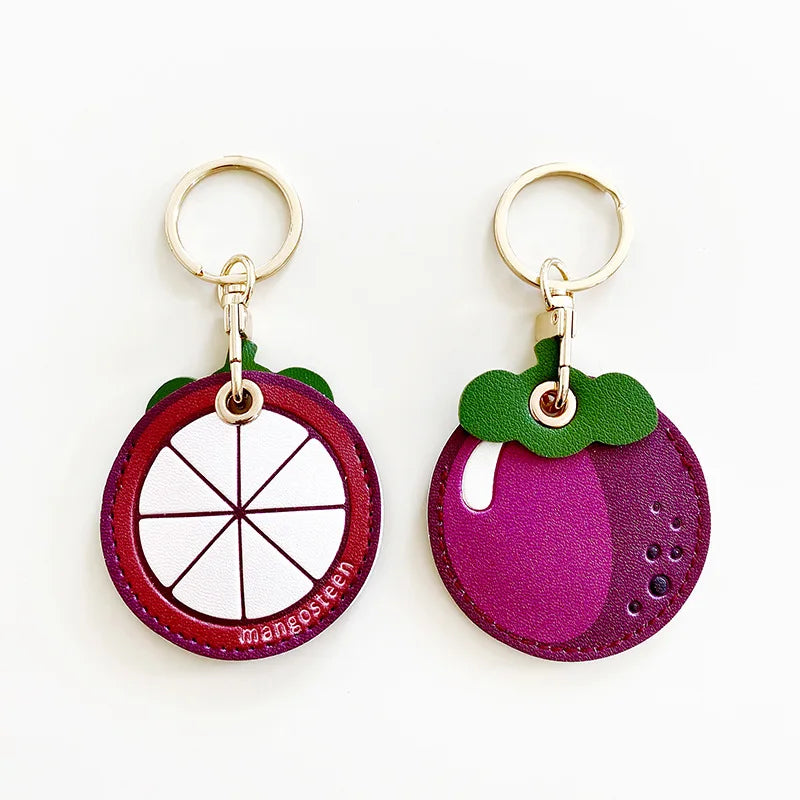Fruit Shape Leather AirTag Keychain