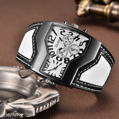 Oulm 1220 Men’s Two Time Zone Big Size Quartz Sport Watch