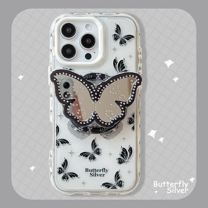 Cute Butterfly GripTok Phone Case with Mirror Stand