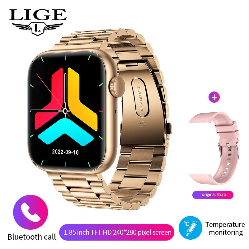 LIGE 2025 Smartwatch – Wireless Charging, Bluetooth Call, Fitness Tracker
