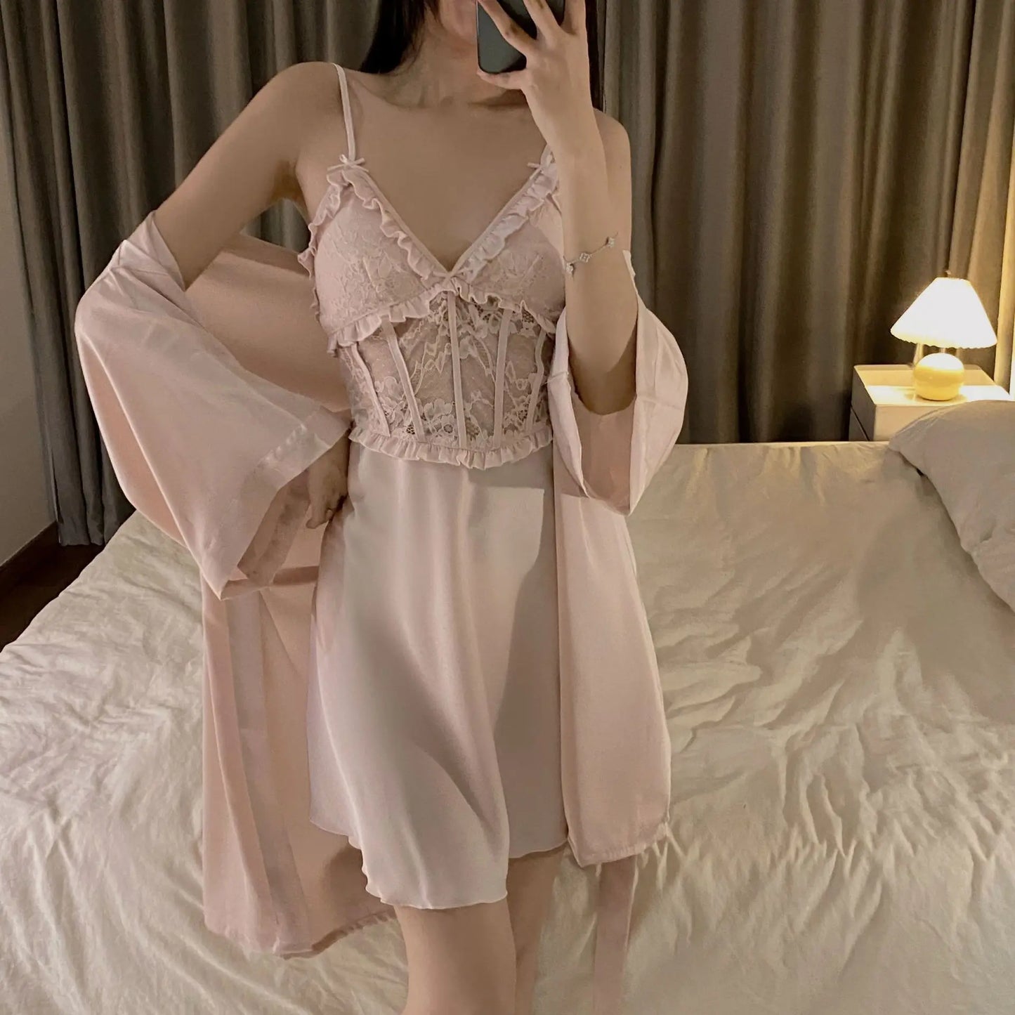 2 Pcs Nighty & Bathrobe Set